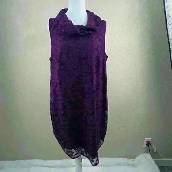 Lane Bryant Women’s Size 18 Purple Lace Dress Sleeveless  Mid Party Sumer  DC1 - Picture 1 of 6